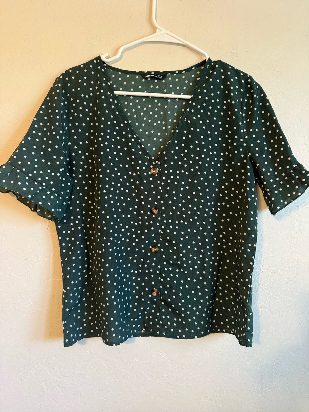 Green Polka Dot Blouse - Women